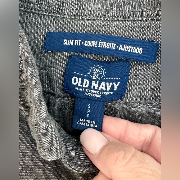 🎉Men’s Old Navy Shirt Button-Up, Long Sleeve, Size Small, Chambray Gray - Picture 3 of 6